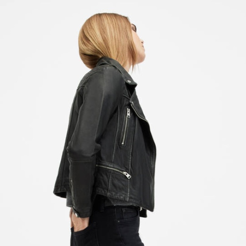 SOLD All Saints Charcoal Leather Moto Jacket - Picture 5 of 15